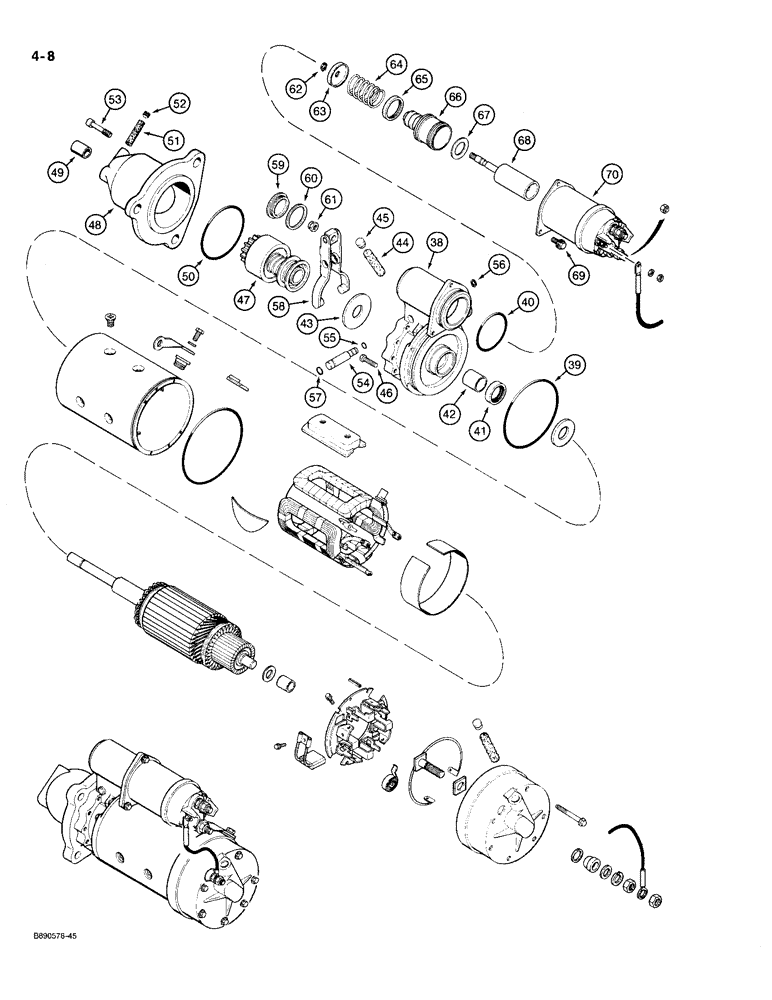 Схема запчастей Case 721 - (4-08) - STARTER ASSEMBLY (04) - ELECTRICAL SYSTEMS