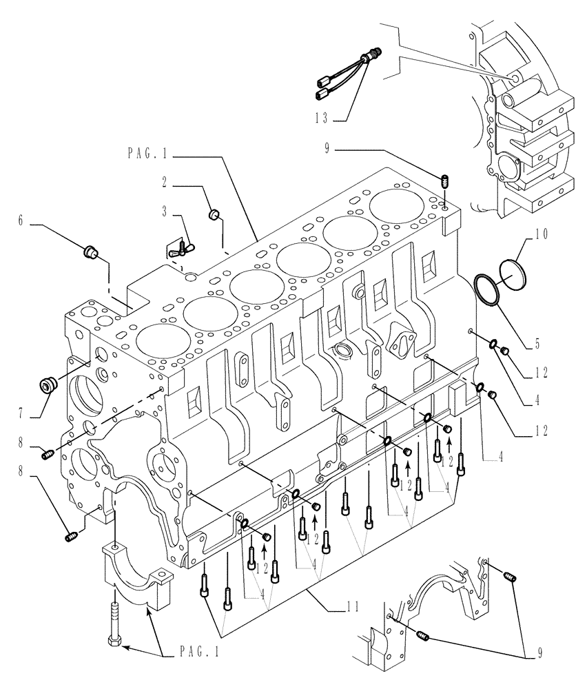 Схема запчастей Case 1850K - (0.040[02]) - CRANKCASE (01) - ENGINE