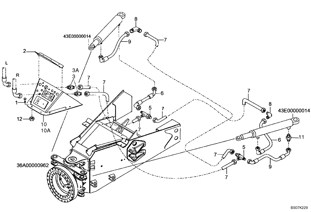 Схема запчастей Case 327B - (43A03000853[001]) - HYDRAULIC STEERING CIRCUIT / FRAME (87557509) (09) - Implement / Hydraulics / Frame / Brakes