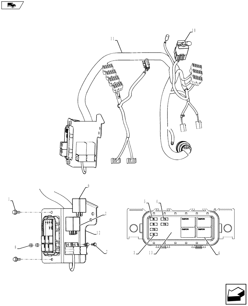 Схема запчастей Case 590SN - (55.513.03) - VAR - 423058, 423059 - HARNESS - FRONT CONSOLE, STANDARD TRANSMISSION (55) - ELECTRICAL SYSTEMS