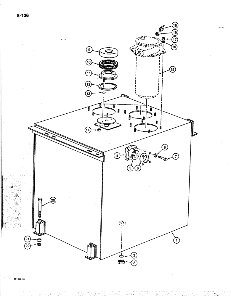 Схема запчастей Case 170B - (8-126) - HYDRAULIC RESERVOIR, P.I.N. 74341 THROUGH 74456 (08) - HYDRAULICS