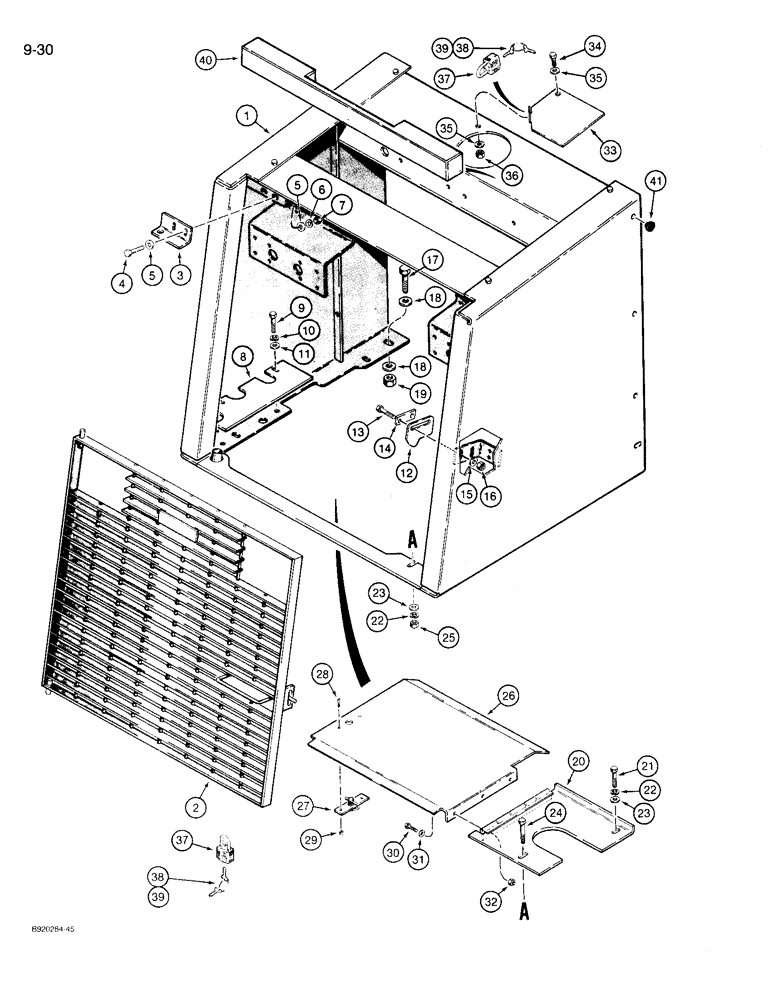 Схема запчастей Case 721 - (9-030) - RADIATOR GUARD, GRILLE, AND BATTERY COVER, PRIOR TO P.I.N. JAK0022432 (09) - CHASSIS/ATTACHMENTS