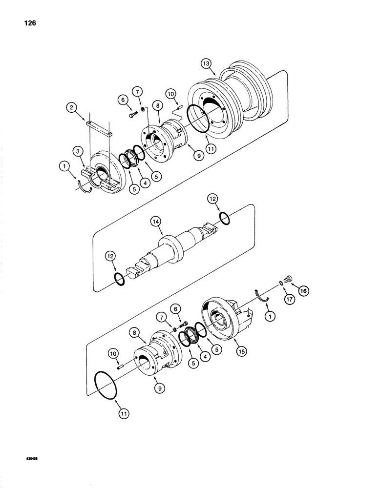 Схема запчастей Case 1280 - (126) - DOUBLE FLANGE TRACK ROLLER, TYPE C (04) - UNDERCARRIAGE