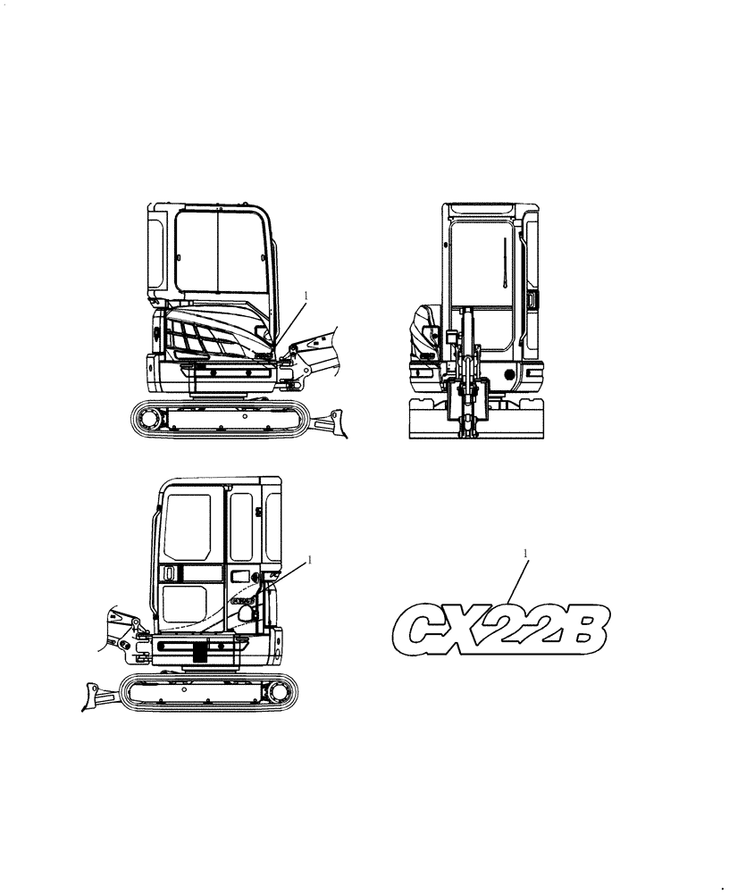 Схема запчастей Case CX22B - (969-29[1]) - DECAL (90) - PLATFORM, CAB, BODYWORK AND DECALS