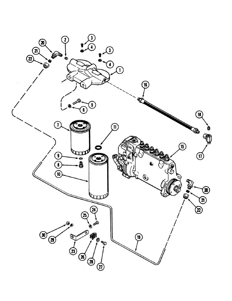 Схема запчастей Case 50 - (3-64) - FUEL FILTER SYSTEM, 504BDT ENGINE (03) - FUEL SYSTEM