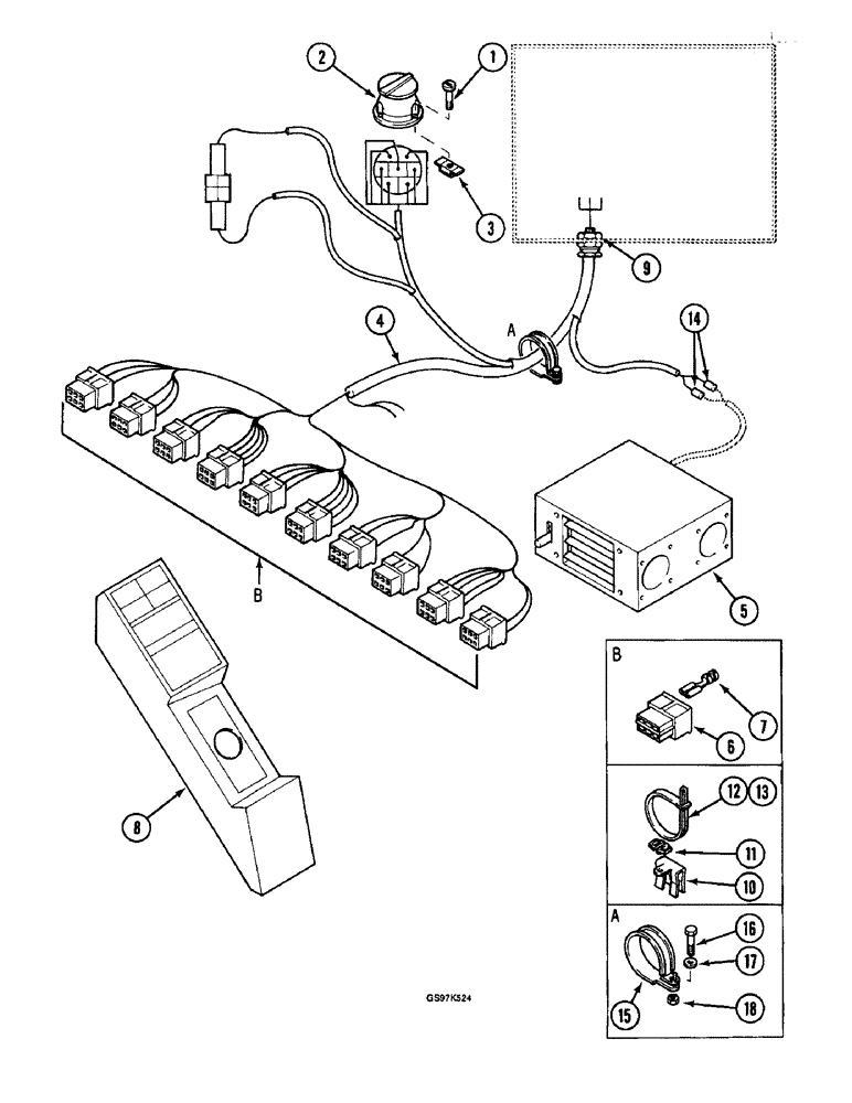 Схема запчастей Case 220B - (4-20) - INSTRUMENT PANEL ELECTRICAL HARNESS, P.I.N. 74441 THROUGH 74515 (04) - ELECTRICAL SYSTEMS