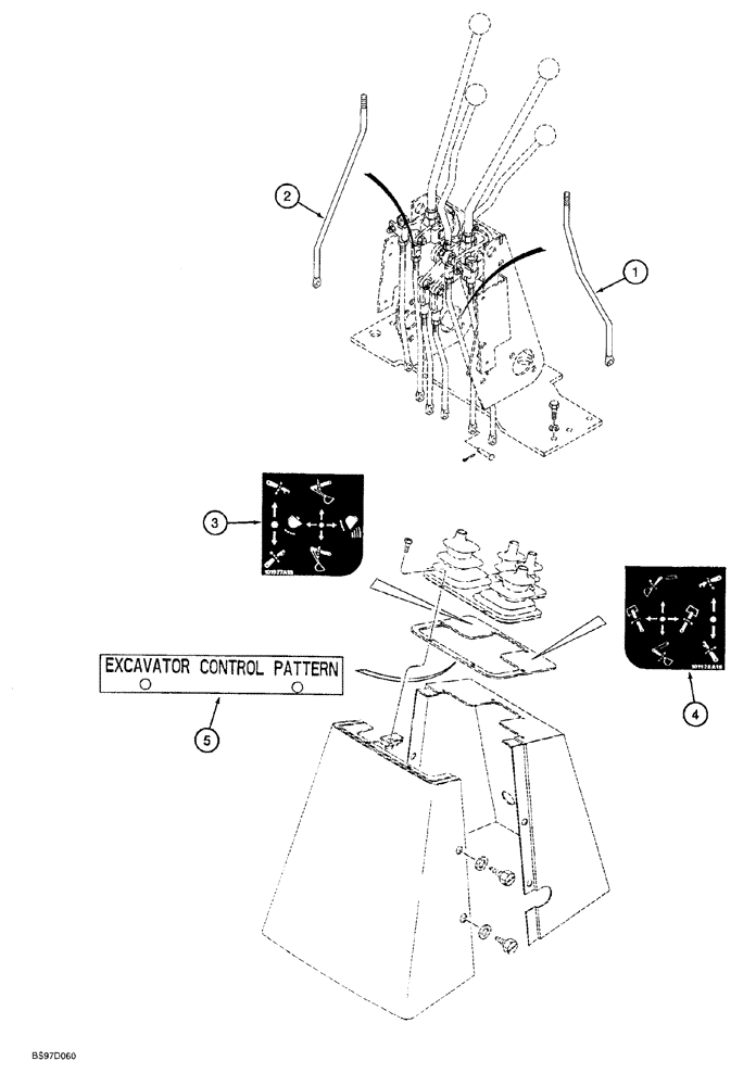 Схема запчастей Case 580SL - (9-038) - BACKHOE CONTROLS IN EXCAVATOR CONTROL PATTERN (09) - CHASSIS/ATTACHMENTS