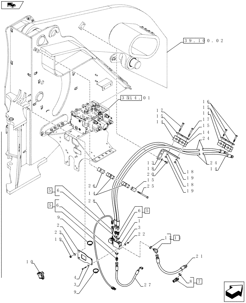 Схема запчастей Case 821F - (82.100.05) - COUPLER VALVE SOLENOID INSTALLATION 821F (82) - FRONT LOADER & BUCKET