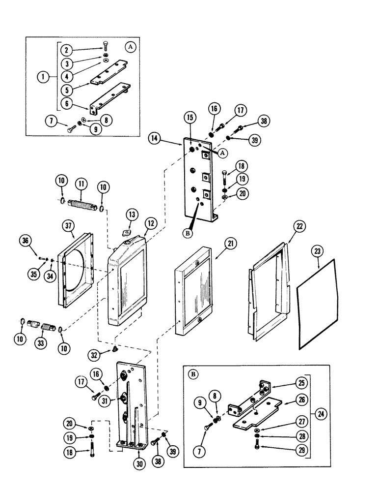 Схема запчастей Case 40 - (076) - RADIATOR, OIL COOLER AND HOSES FOR: CASE 504 BDT DIESEL ENGINE. (10) - ENGINE