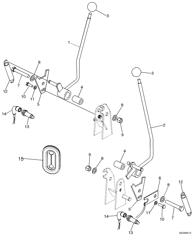 Схема запчастей Case 650K - (07-03) - BRAKE, PARKING/LOCKOUT LEVERS (07) - BRAKES