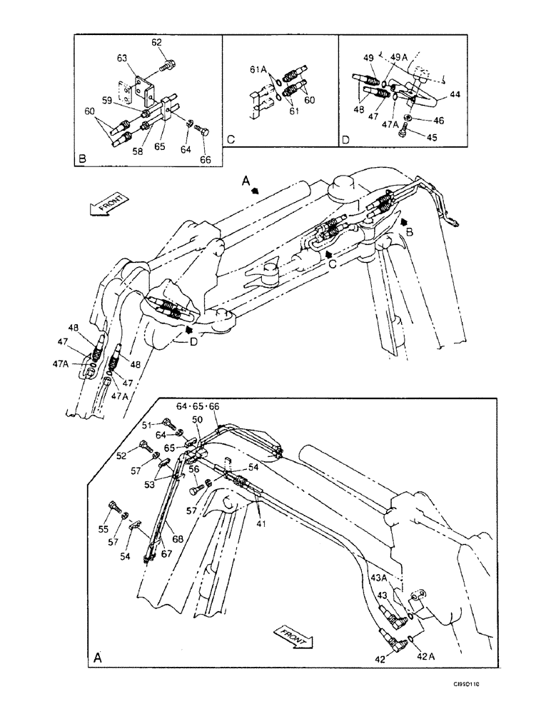 Схема запчастей Case 9007B - (8-058B) - HYDRAULIC CIRCUIT - BUCKET CYLINDER, OFFSET BACKHOE BOOM (08) - HYDRAULICS