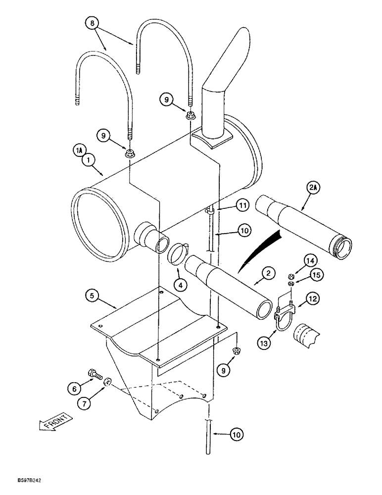 Схема запчастей Case 9030B - (2-10) - MUFFLER AND EXHAUST SYSTEM (02) - ENGINE