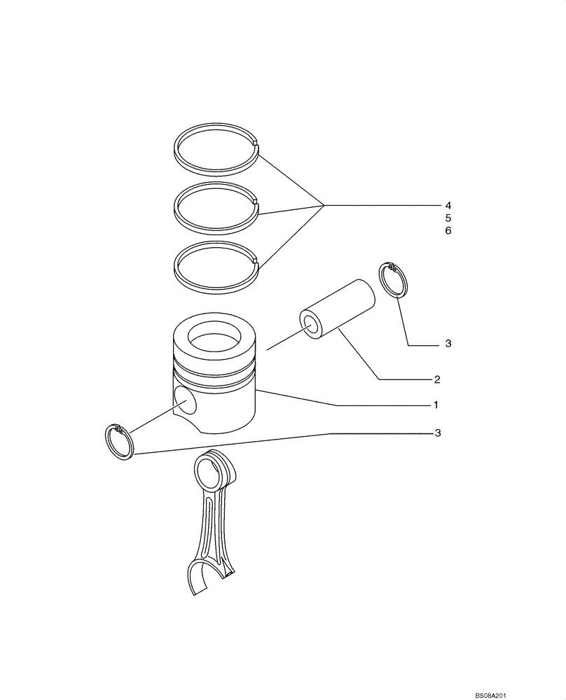 Схема запчастей Case 465 - (02-23) - PISTONS - CONNECTING ROD (02) - ENGINE