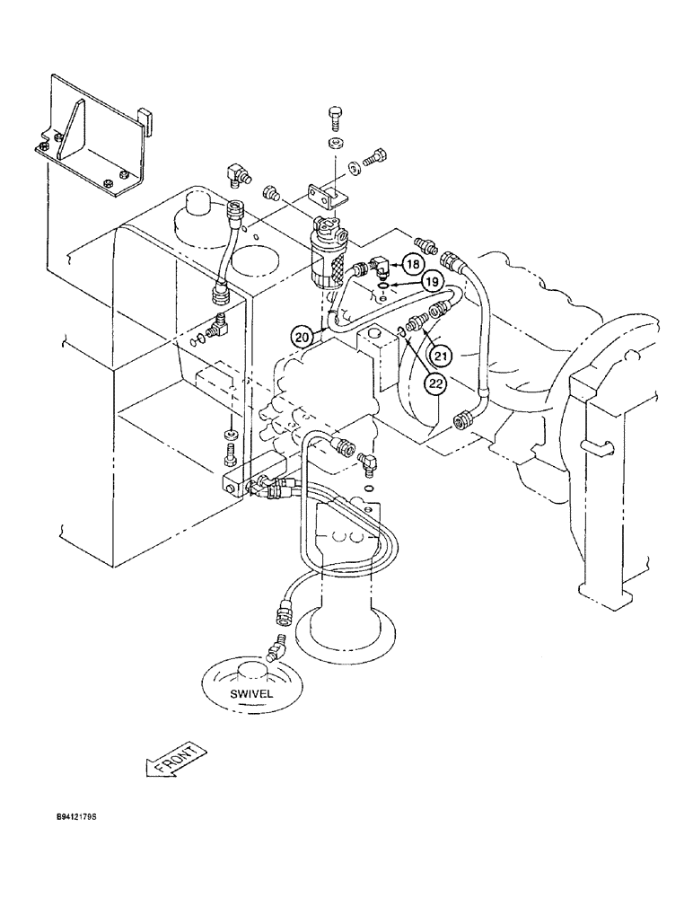 Схема запчастей Case 9020B - (8-014) - FILTER AND RESERVOIR RETURN LINES, PRIOR TO P.I.N. DAC0201069, MODELS WITHOUT LOAD HOLD (08) - HYDRAULICS