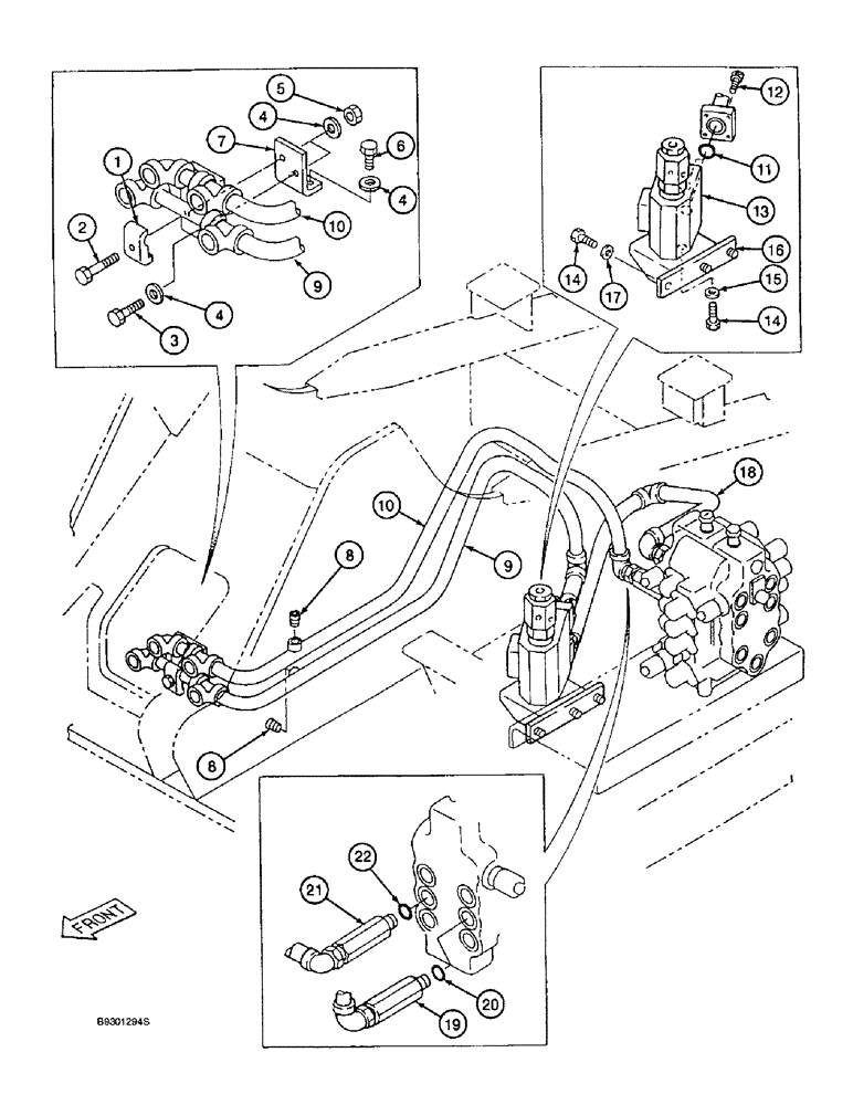 Схема запчастей Case 9010 - (8-68) - BOOM HYDRAULIC CIRCUIT, CONTROL VALVE TO BASE OF BOOM (08) - HYDRAULICS