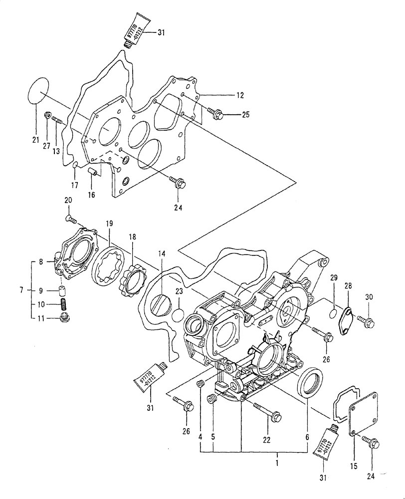 Схема запчастей Case CX22B - (ENGINE-02[1]) - CRANKCASE COVERS (10) - ENGINE