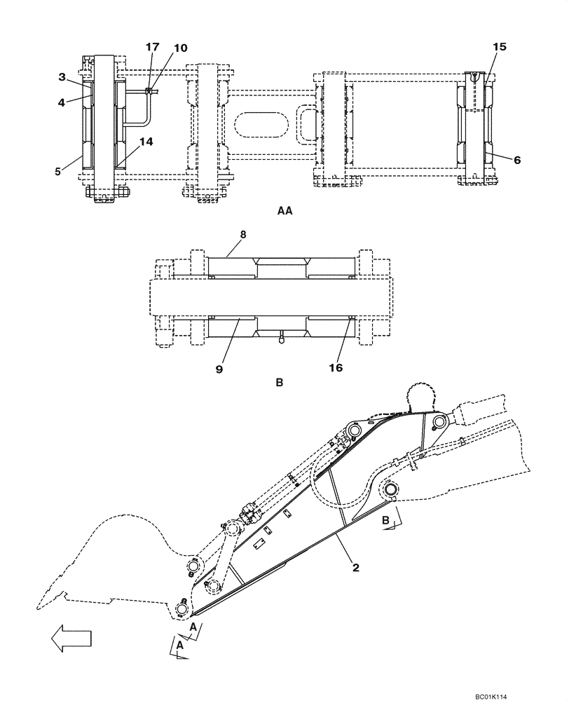 Схема запчастей Case CX800 - (09-50) - ARM, EXCAVATOR - 3,66 M (12 FT) (09) - CHASSIS