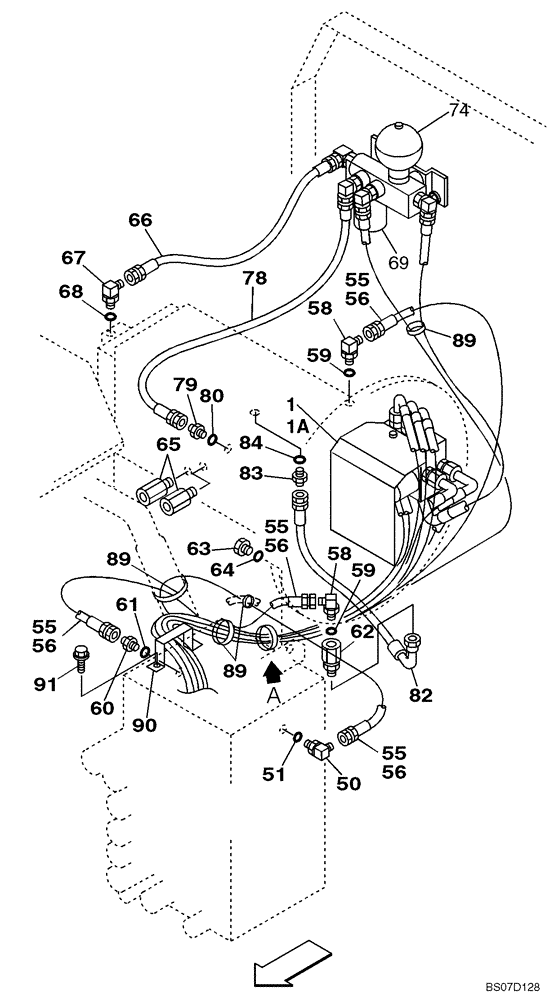 Схема запчастей Case CX330 - (08-42) - HYDRAULICS - PILOT PRESSURE, RETURN LINES (08) - HYDRAULICS