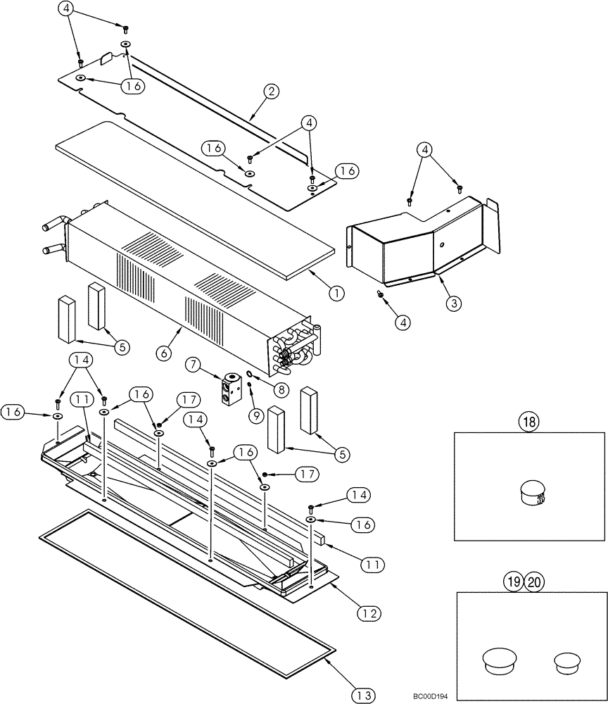 Схема запчастей Case 821C - (09-44) - HEATER - AIR CONDITIONING CORE (09) - CHASSIS