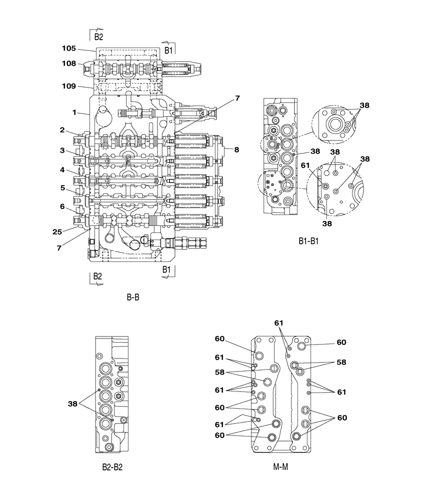 Схема запчастей Case CX210C LC - (35.359.09[03]) - VALVE ASSY - CONTROL (35) - HYDRAULIC SYSTEMS