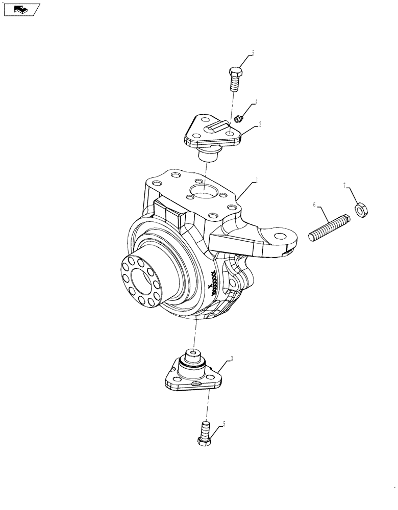 Схема запчастей Case 580SN WT - (44.100.17[02]) - AXLE, FRONT - HOUSING, SWIVEL (580SN WT, 590SN) (25) - FRONT AXLE SYSTEM