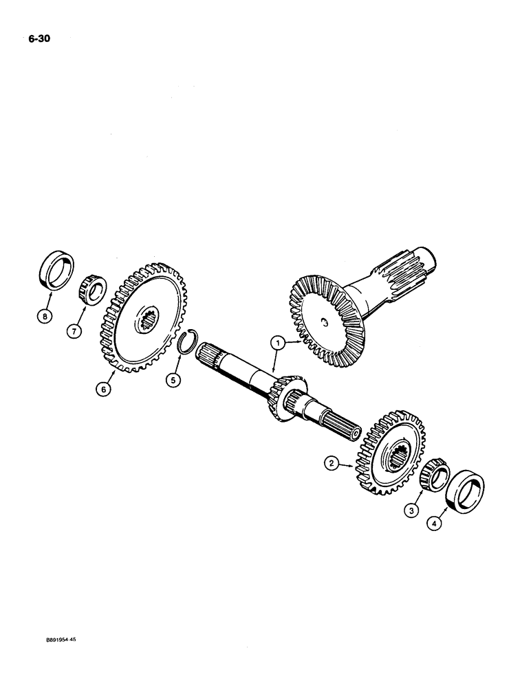 Схема запчастей Case 550 - (6-30) - TRANSMISSION BEVEL PINION SHAFT AND GEAR (06) - POWER TRAIN