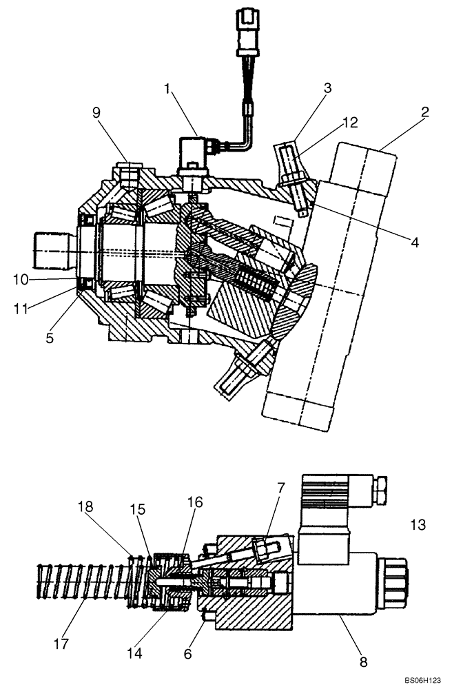 Схема запчастей Case 1150K - (06-10) - HYDROSTATIC MOTOR (06) - POWER TRAIN