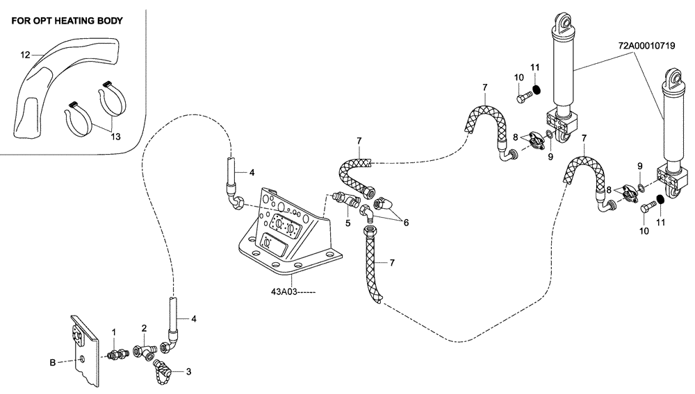 Схема запчастей Case 335 - (72A02010722[001]) - DUMPING SYSTEM - HYDRAULIC CIRCUIT (87552345) (19) - OPTIONS