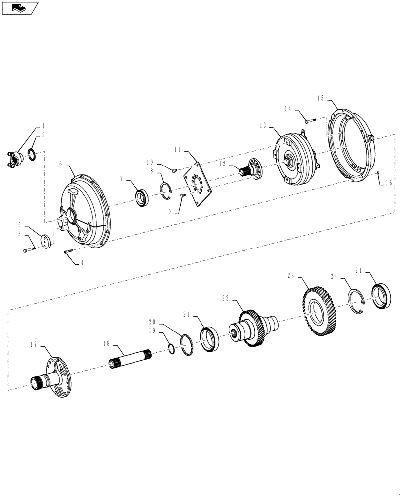 Схема запчастей Case 621F - (21.100.04) - TORQUE CONVERTER AND INPUT SHAFT ASSY (21) - TRANSMISSION