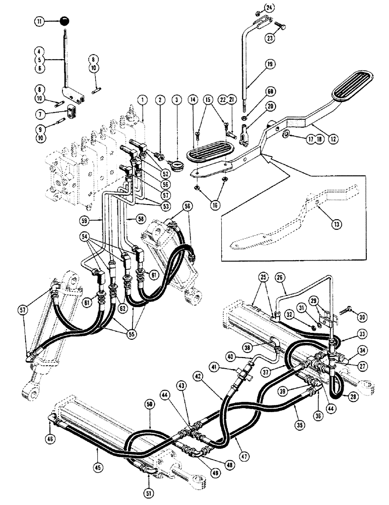 Схема запчастей Case 600 - (278) - BACKHOE HYDRAULIC INSTALLATION, SWING CYLINDER HYDRAULICS, STABILIZER CYLINDER HYDRAULICS (07) - HYDRAULIC SYSTEM