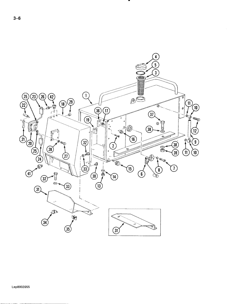 Схема запчастей Case 888 - (3-006) - FUEL TANK AND STORAGE COMPARTMENT, P.I.N. FROM 74278 TO 74281 AND AFTER (03) - FUEL SYSTEM