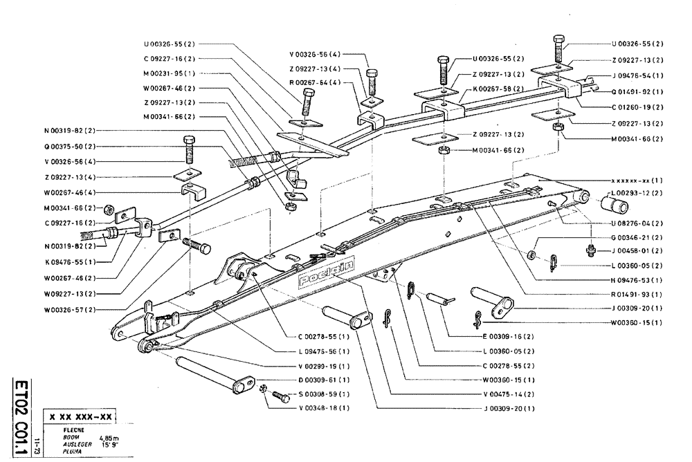 Схема запчастей Case TY45 - (ET02 C01.1) - BOOM - 4,85 M (15 9") (09) - BOOMS