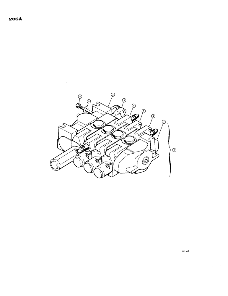 Схема запчастей Case 850 - (205A) - D48101 DOZER CONTROL VALVE (4 SPOOL) (07) - HYDRAULIC SYSTEM