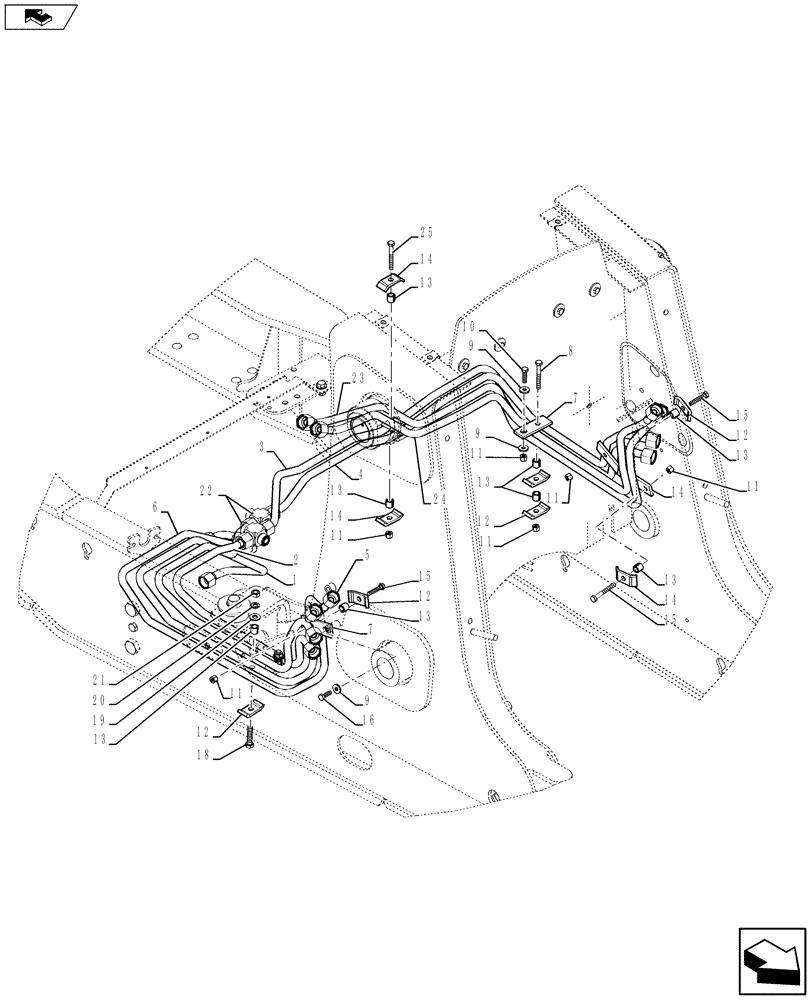 Схема запчастей Case 580SN - (35.701.06) - VAR - 747864 - HYDRAULICS - LOADER, 3 SPOOL VALVE PILOT CONTROLS (35) - HYDRAULIC SYSTEMS