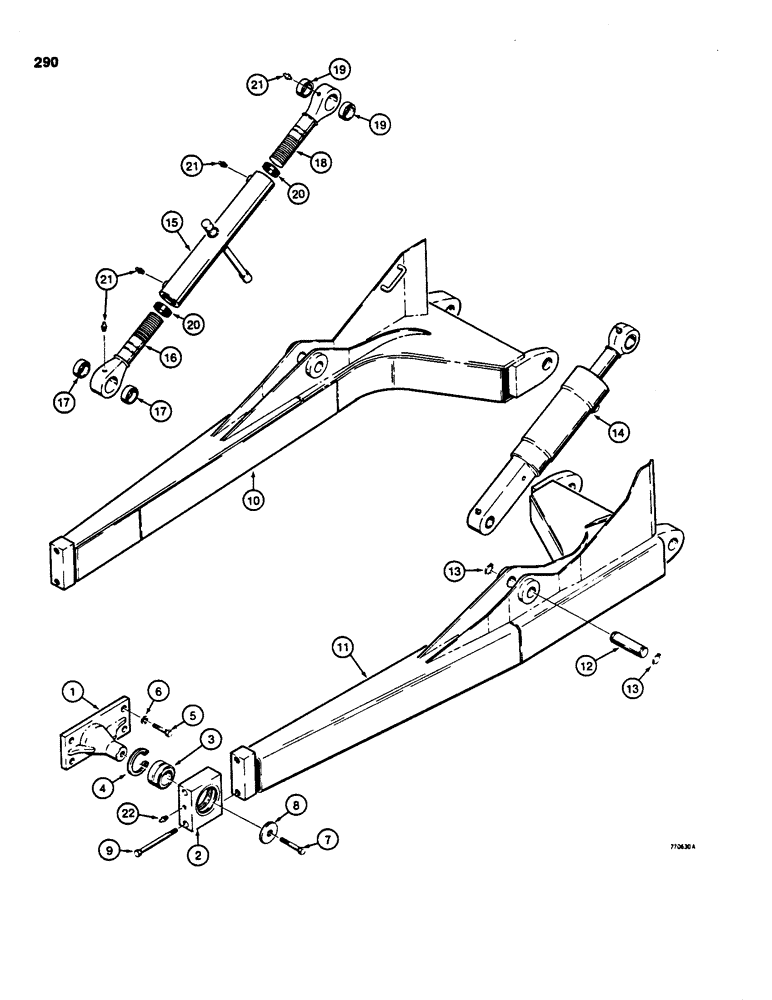 Схема запчастей Case 855C - (290) - TILT DOZER PUSH BEAMS (05) - UPPERSTRUCTURE CHASSIS