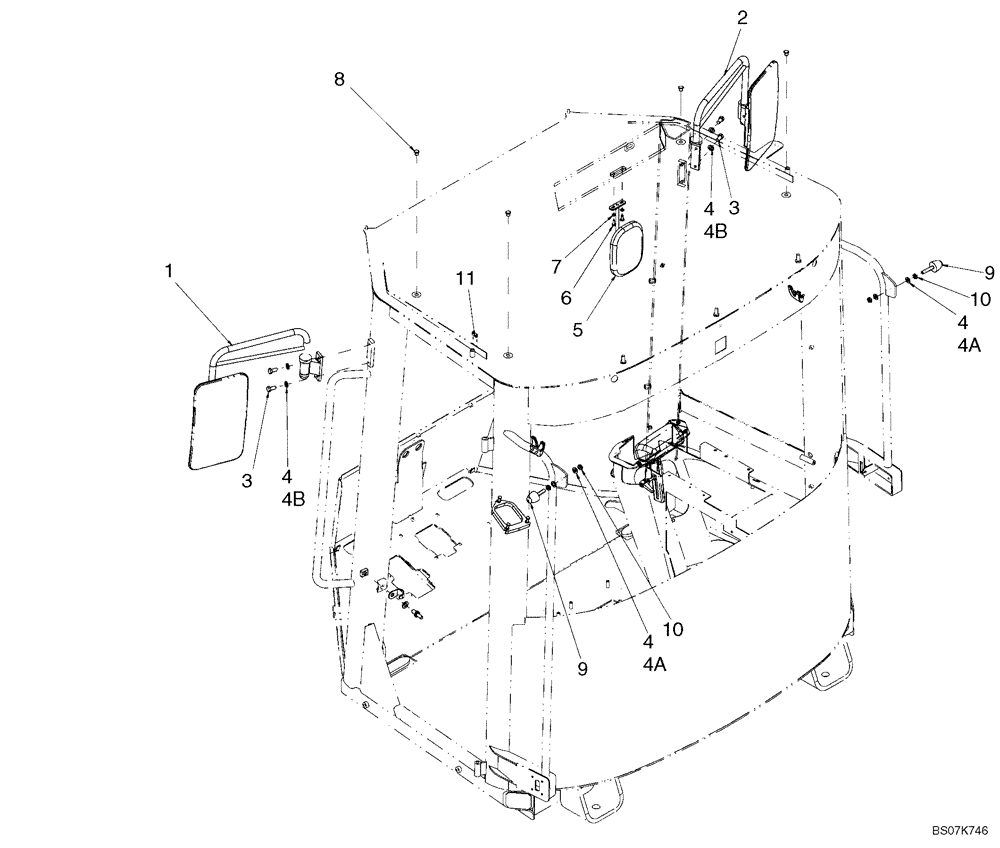 Схема запчастей Case 721E - (09-54) - CAB - MIRRORS (09) - CHASSIS