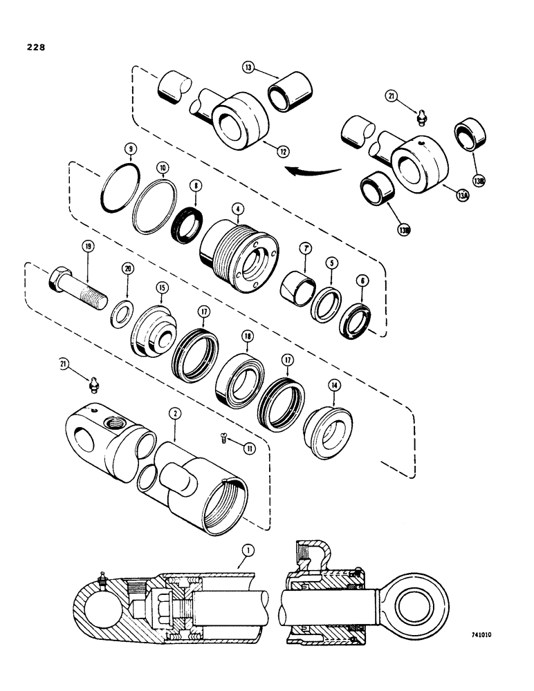 Схема запчастей Case 35 - (228) - G33443, G33444, G35004 AND G35005, LOADER LIFT CYLINDERS 