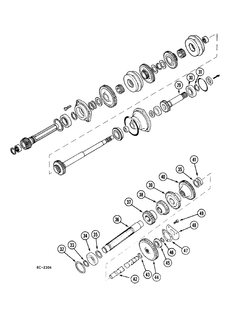 Схема запчастей Case 380B - (6-184) - SPEED TRANSMISSION, IN CLUTCH HOUSING (CONTD) (06) - POWER TRAIN