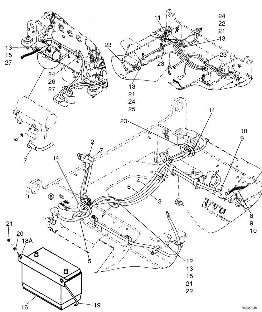 Схема запчастей Case 721D - (04-17A) - BATTERY - CABLES WITH DENSO STARTER (04) - ELECTRICAL SYSTEMS