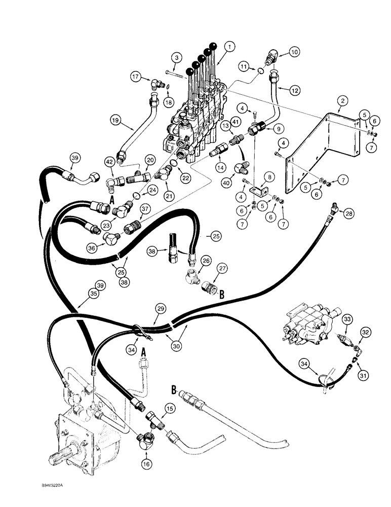 Схема запчастей Case 480F - (8-056) - PTO HYDRAULIC CIRCUIT AND CONTROL (08) - HYDRAULICS