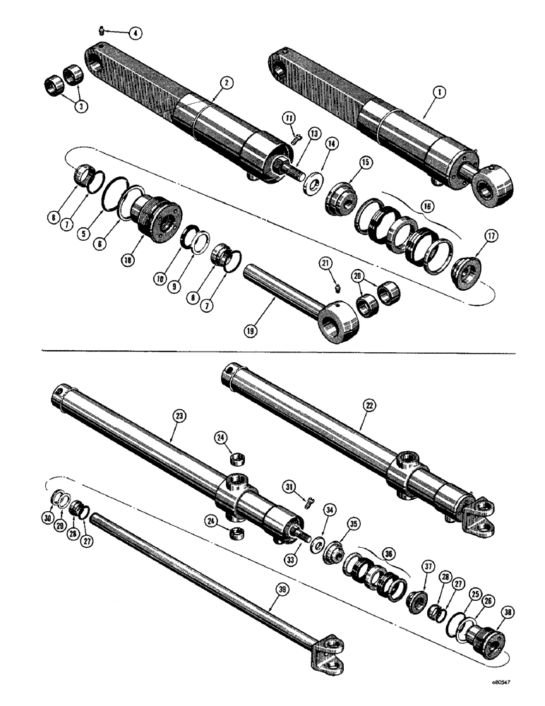 Схема запчастей Case 750 - (244) - D32907 POWER TILT CYLINDER (07) - HYDRAULIC SYSTEM