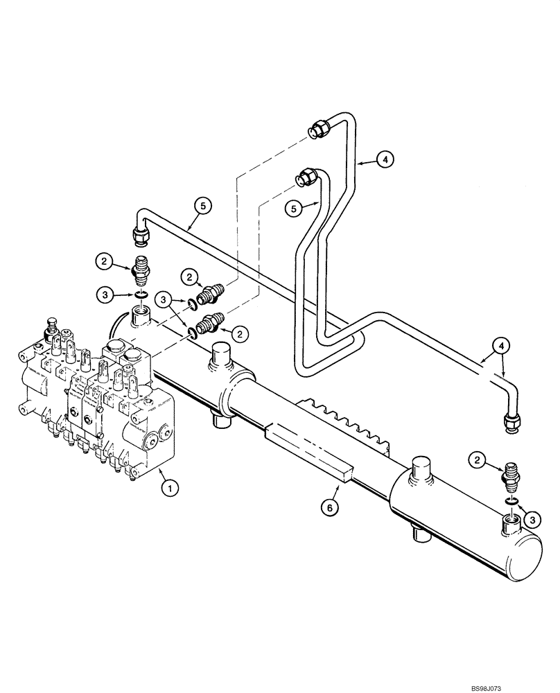 Схема запчастей Case 1845C - (08-60) - HYDRAULIC SYSTEM - BACKHOE SWING CYLINDER (NORTH AMERICA), D125 (08) - HYDRAULICS