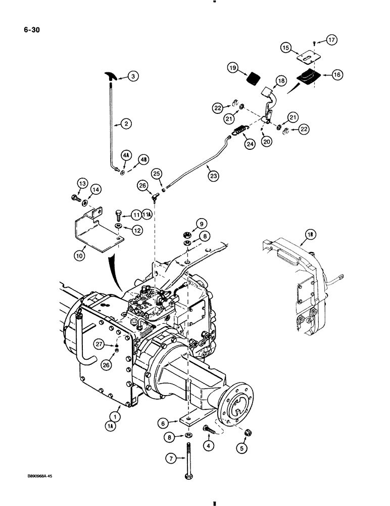 Схема запчастей Case 580K - (6-030) - TRANSAXLE AND DIFFERENTIAL LOCK (06) - POWER TRAIN