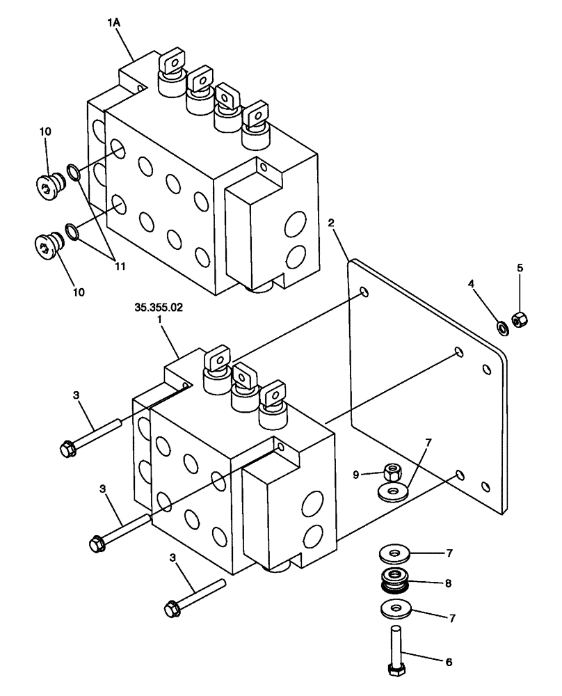 Схема запчастей Case 650L - (35.355.01) - VALVE, CONTROL - MOUNTING (35) - HYDRAULIC SYSTEMS