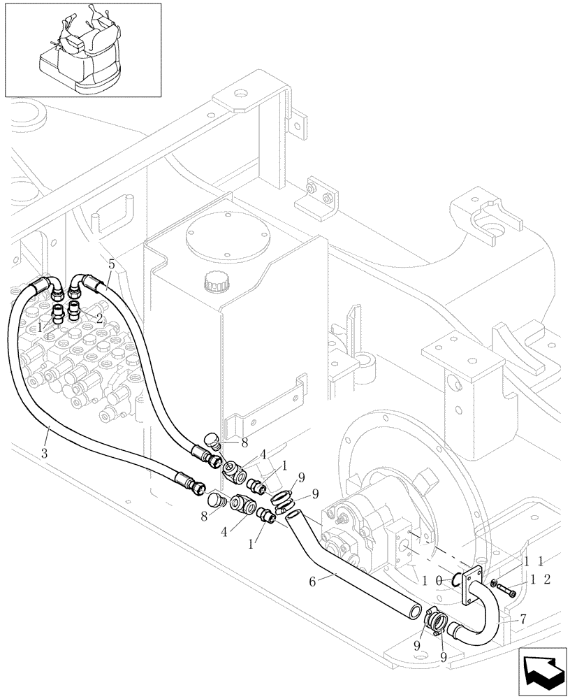 Схема запчастей Case CX16B - (1.050[22]) - PUMP HYD.LINES (35) - HYDRAULIC SYSTEMS