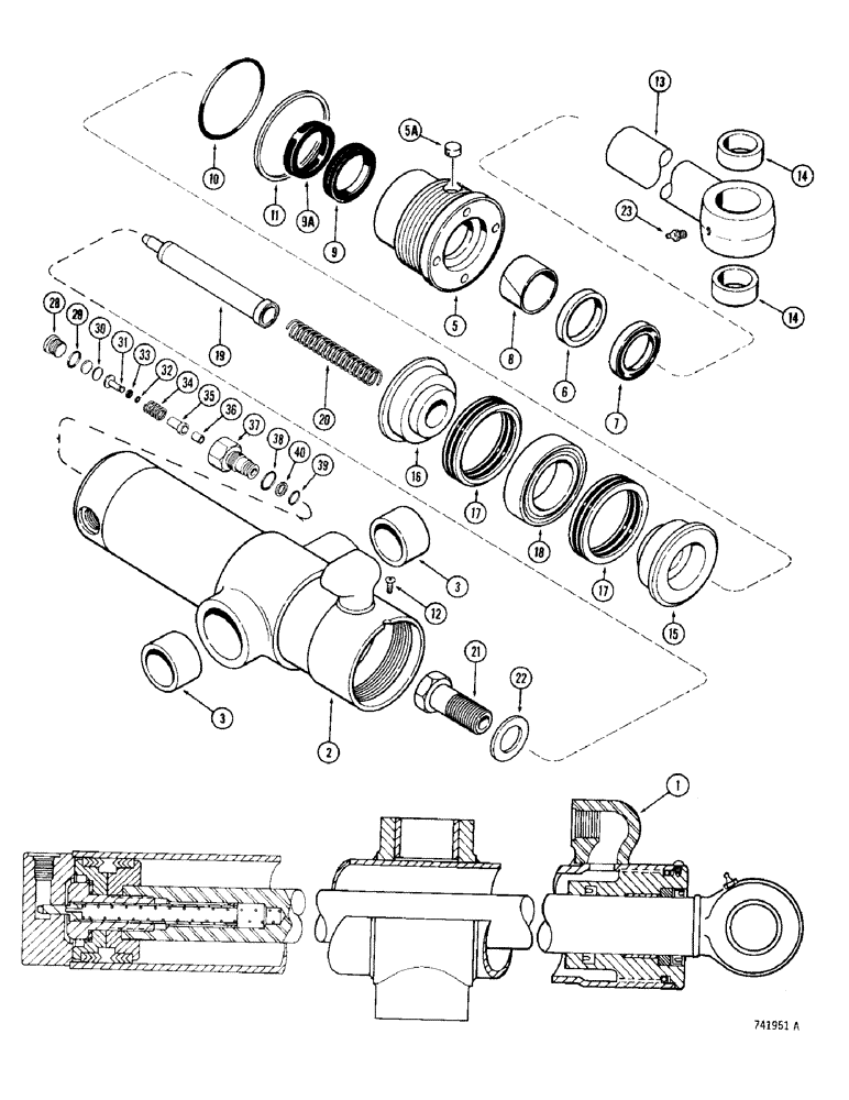 Схема запчастей Case 780 - (424) - G34017 BACKHOE SWING CYLINDER, GLAND IS STAMPED WITH CYLINDER PN (08) - HYDRAULICS