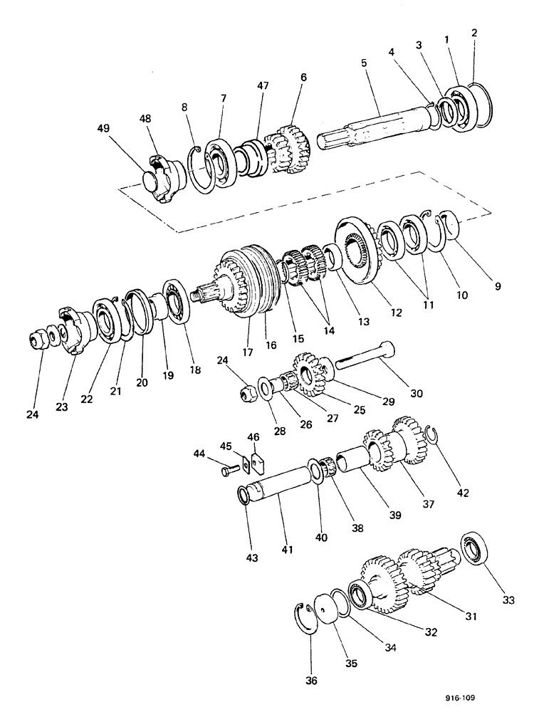 Схема запчастей Case 580F - (070) - DRIVESHAFT AND LAYSHAFT (21) - TRANSMISSION