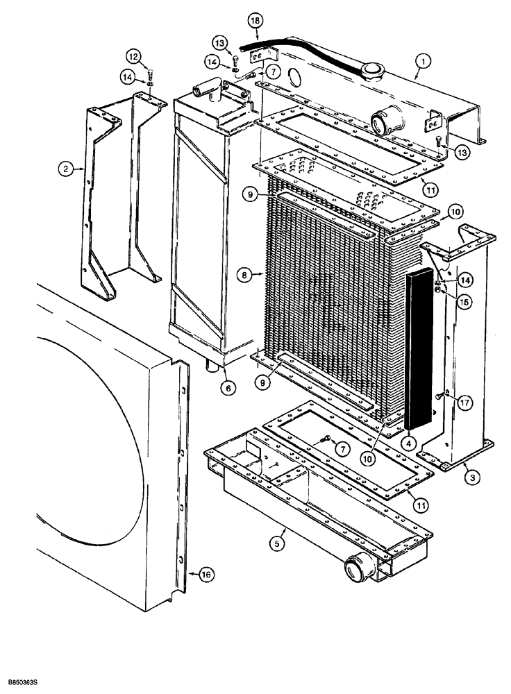 Схема запчастей Case 850G - (2-08) - RADIATOR ASSEMBLY - GENERAL THERMODYNAMICS (01) - ENGINE