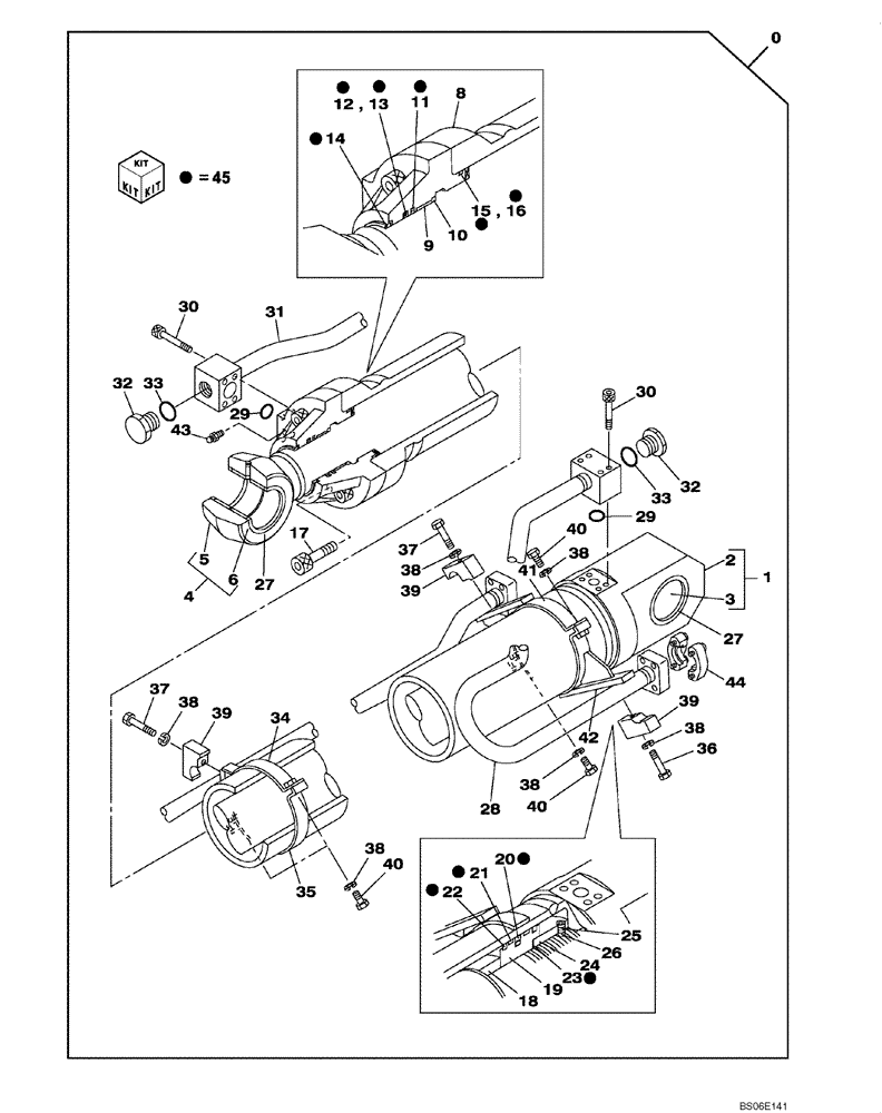 Схема запчастей Case CX800B - (08-72) - ARM CYLINDER - BOOM (8.40 M) - (WITHOUT VALVE, PRESSURE RELIEF) (08) - HYDRAULICS