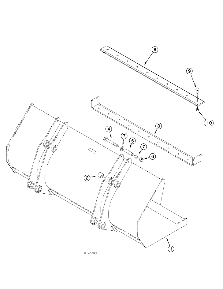 Схема запчастей Case 580L - (9-028) - LOADER LONG LIP BUCKETS (09) - CHASSIS/ATTACHMENTS